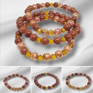 Czech Glass Luster Beaded Bracelets ( Set of 3)